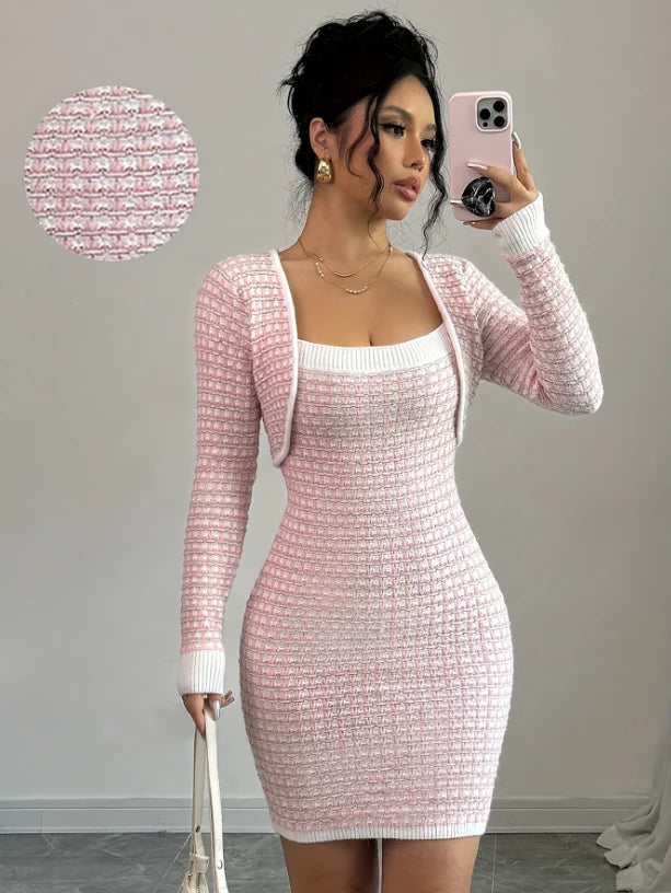 Vestido de Tricô Elegante com Manga