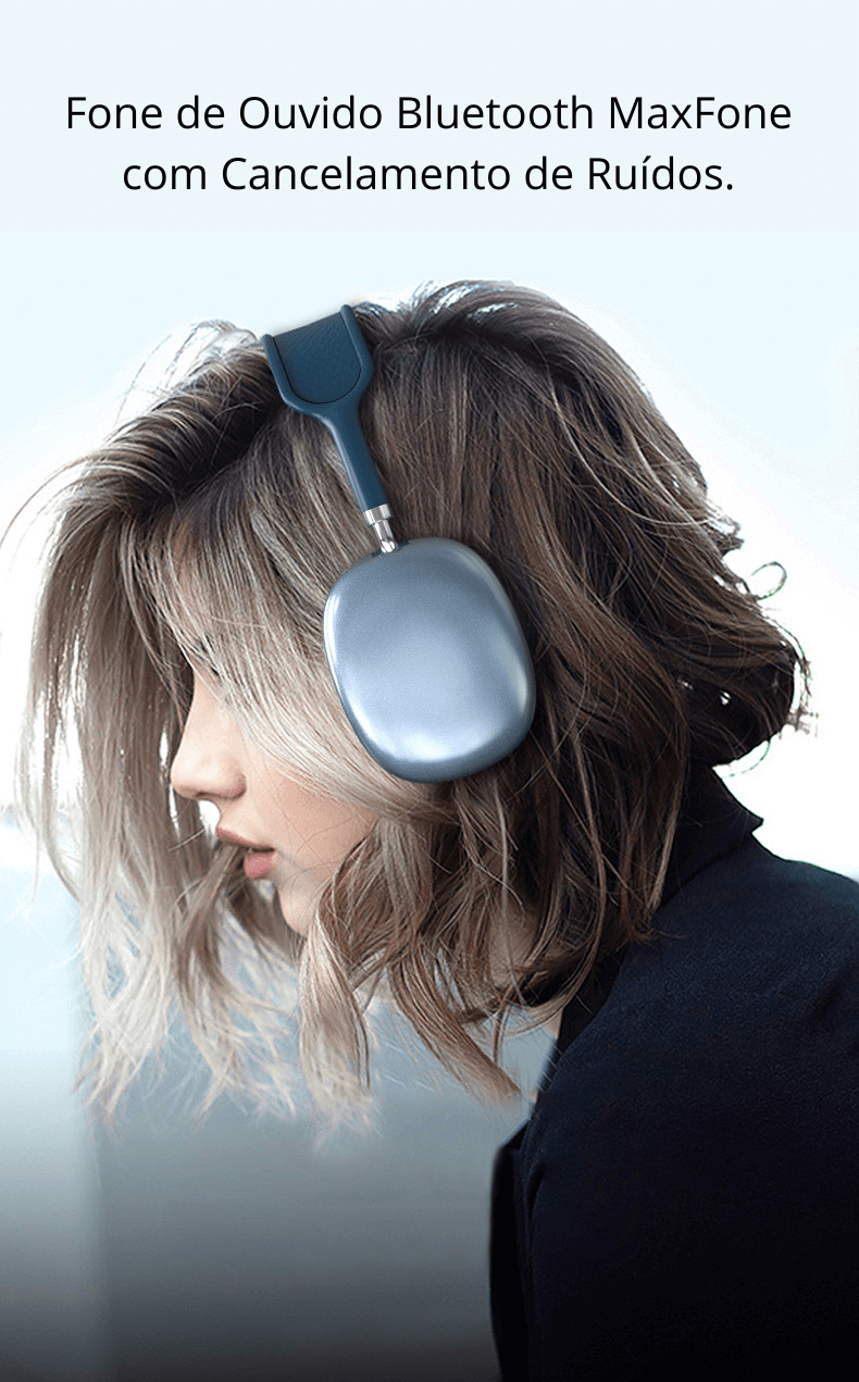 Fone de Ouvido Bluetooth MaxFone com Cancelamento de Ruídos.