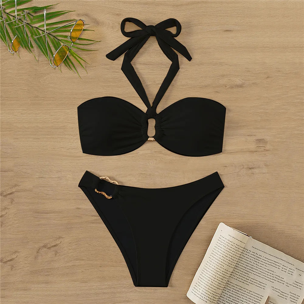 Biquíni Estampa Leopardo com Anel Dourado