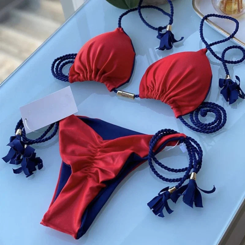 Biquíni Eva Bicolor com Cordão Ajustável