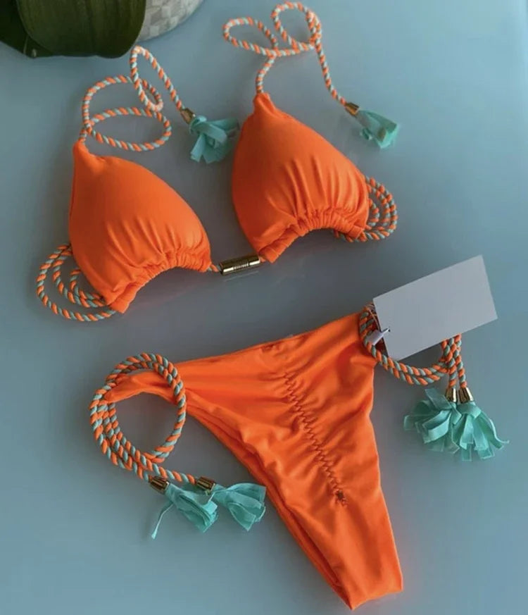 Biquíni Eva Bicolor com Cordão Ajustável