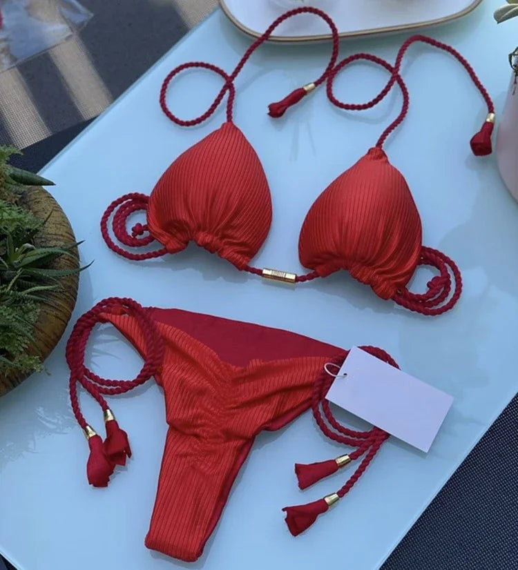 Biquíni Eva Bicolor com Cordão Ajustável