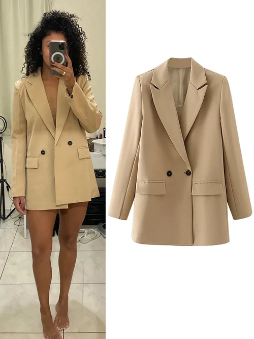 Blazer Feminino Botões Cruzados Oversize