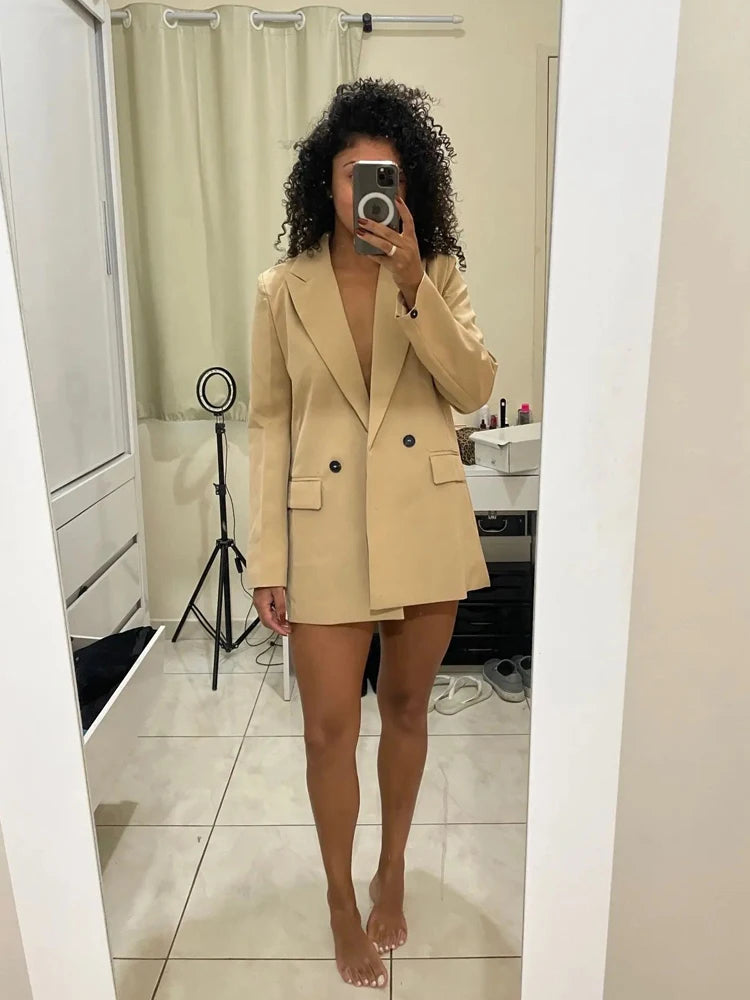 Blazer Feminino Botões Cruzados Oversize