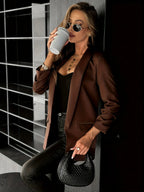 Blazer Feminino Elegante com Gola Maçã