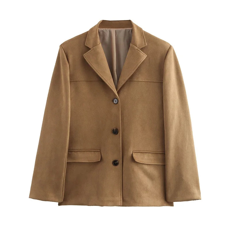 Blazer Feminino de Camurça com Botões