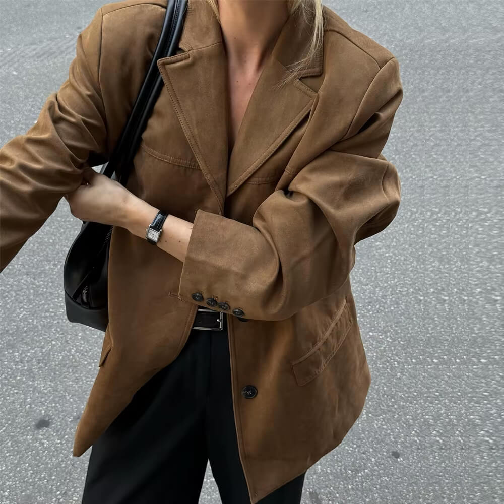 Blazer Feminino de Camurça com Botões