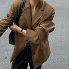 Blazer Feminino de Camurça com Botões
