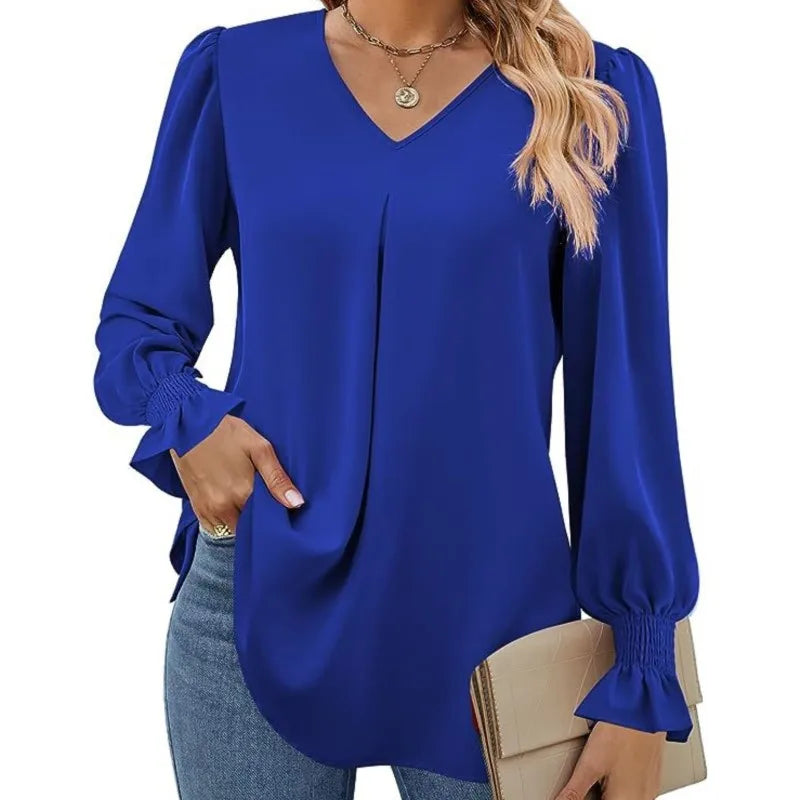 Blusa Adriana Manga Longa Azul