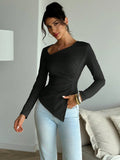 Blusa Elegante Assimétrica Manga Longa