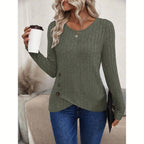 Blusa Feminina Canelada com Botões Laterais