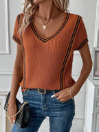 Blusa Feminina Tricô com Decote em V