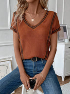 Blusa Feminina Tricô com Decote em V