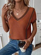 Blusa Feminina Tricô com Decote em V