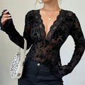 Blusa Feminina Tule com Renda e Decote V