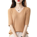 Blusa Feminina em Tricô Caxemira com Gola V