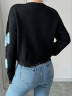 Blusa Feminino Tricô com Bordado de Borboleta