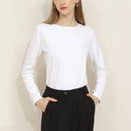 Blusa Manga Longa com Gola Redonda Branca