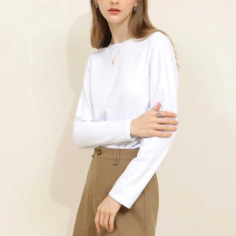 Blusa Manga Longa com Gola Redonda Branca 1
