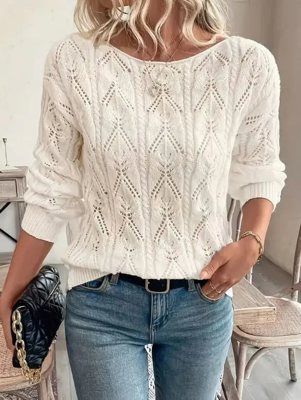 Blusa Tricô com Design Vazado Elegante