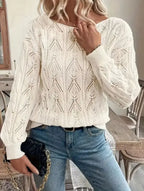 Blusa Tricô com Design Vazado Elegante