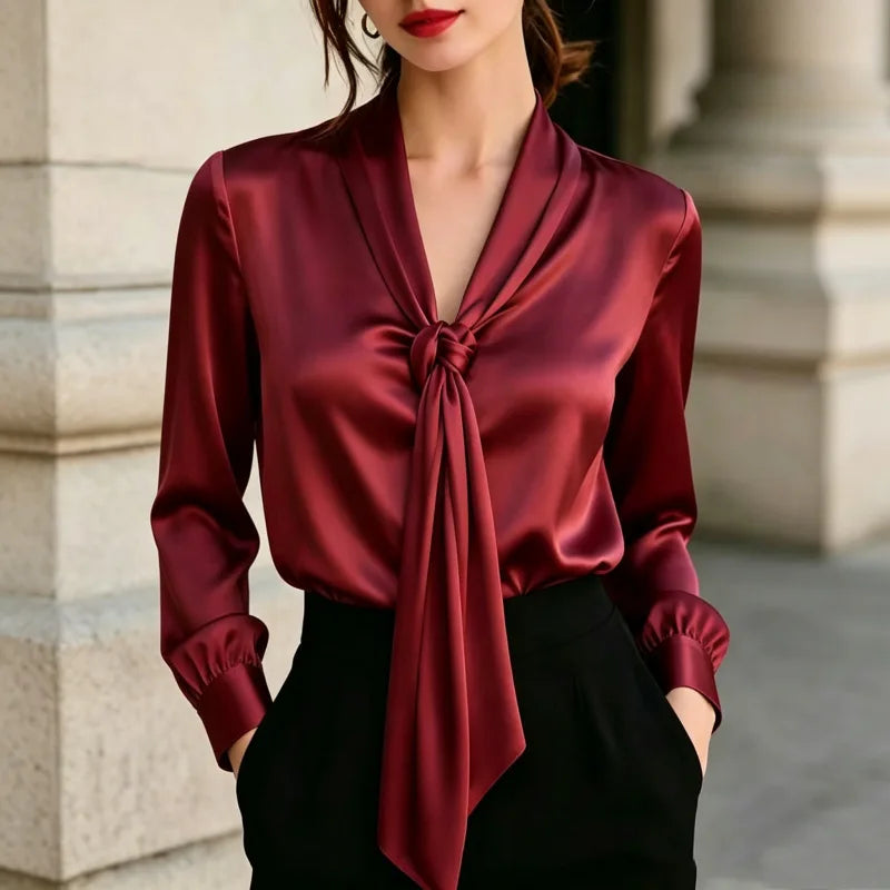 Blusa acetinada feminina para look elegante