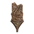 Bodysuit Assimétrico Leopardo em Tule
