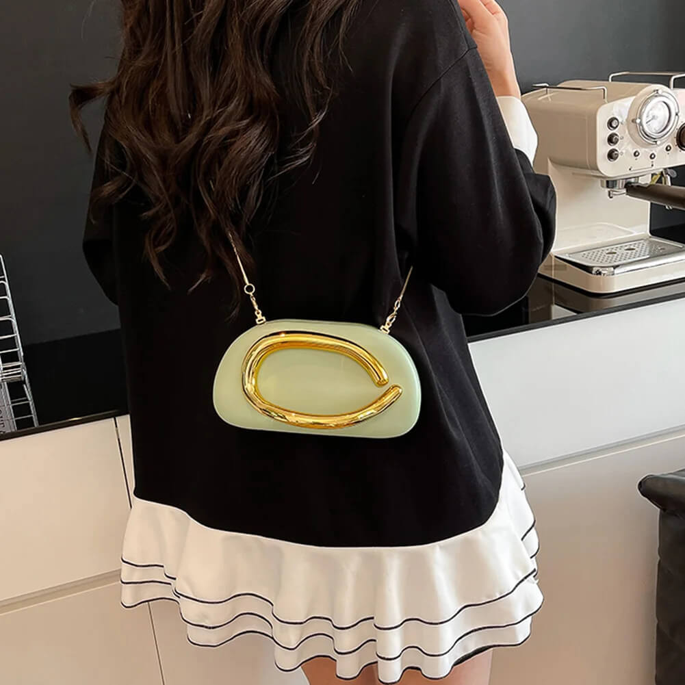 Bolsa Clutch Feminina Elegante com Alça de Metal