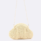 Bolsa Crossbody de Palha com Alça Dourada