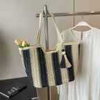 Bolsa Tote de Palha com Capacidade Ampla