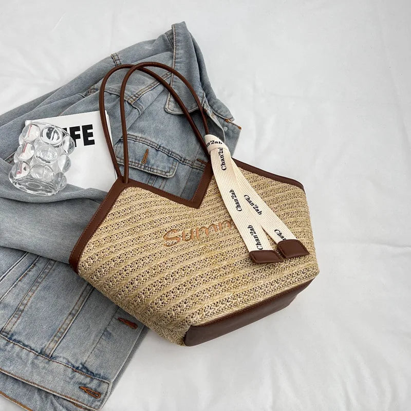 Bolsa de Ombro de Palha - Estilo Retro e Elegância