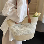 Bolsa de Palha Feminina com Grande Capacidade