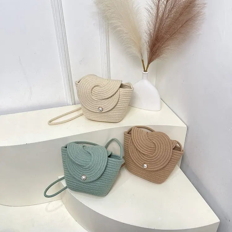 Bolsa de Palha Ombro com Pérola