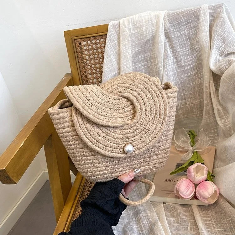 Bolsa de Palha Ombro com Pérola