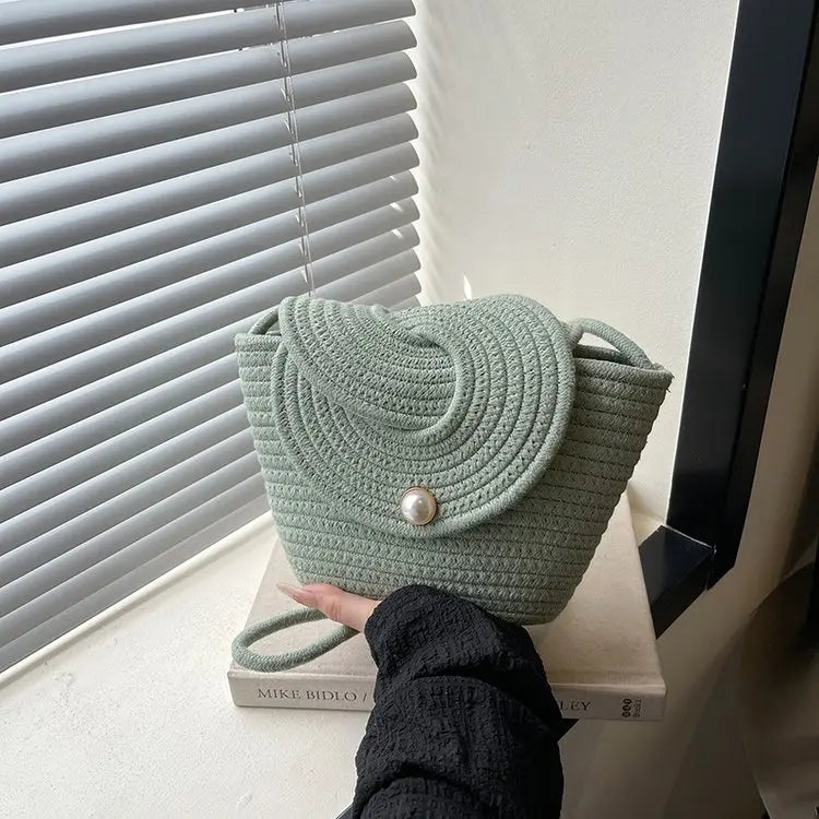 Bolsa de Palha Ombro com Pérola