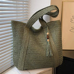 Bolsa de Palha com Borla e Chaveiro Tassel
