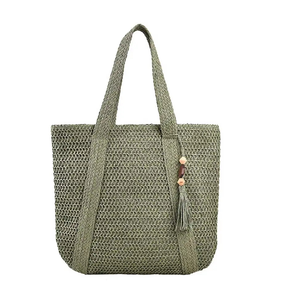 Bolsa de Palha com Borla e Chaveiro Tassel