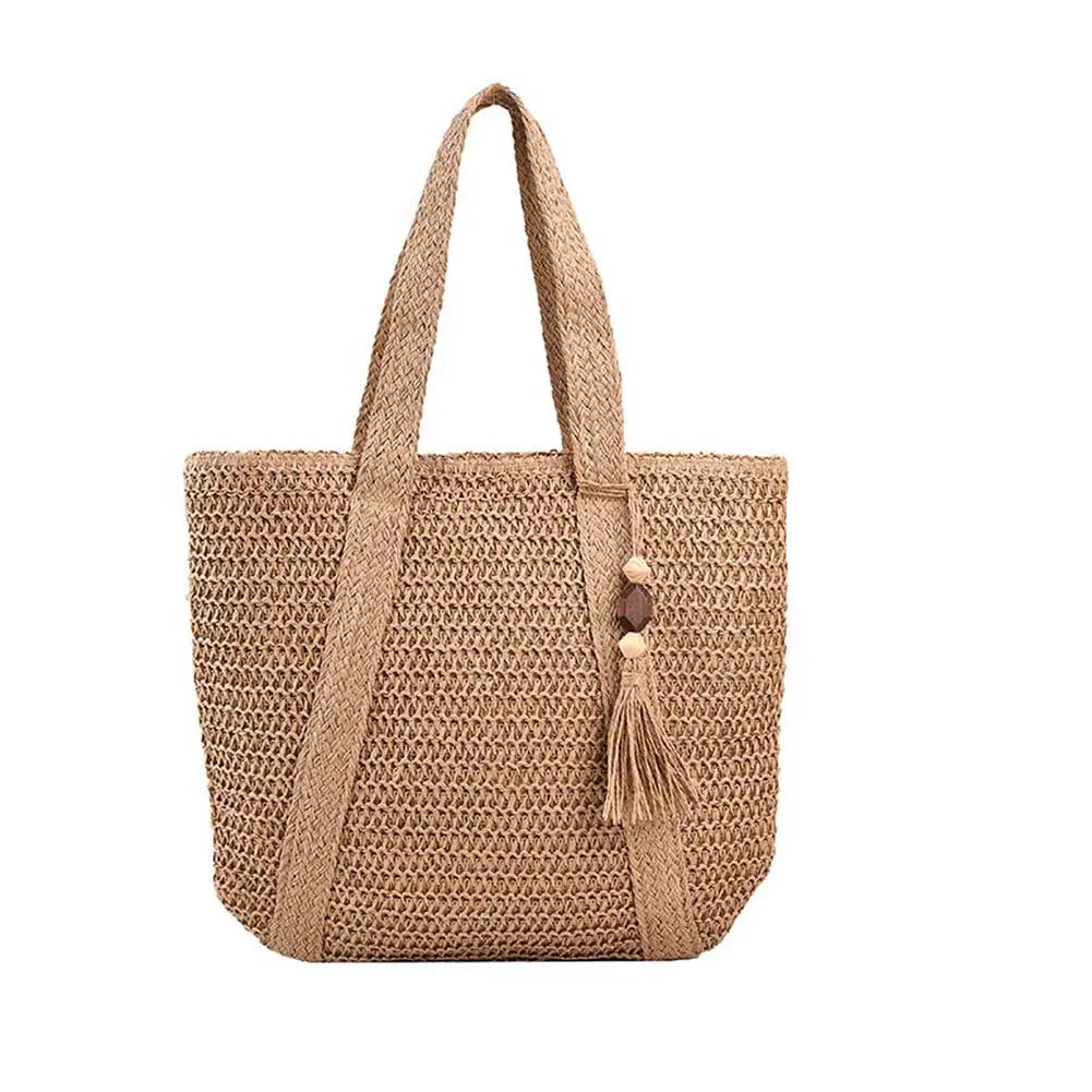 Bolsa de Palha com Borla e Chaveiro Tassel