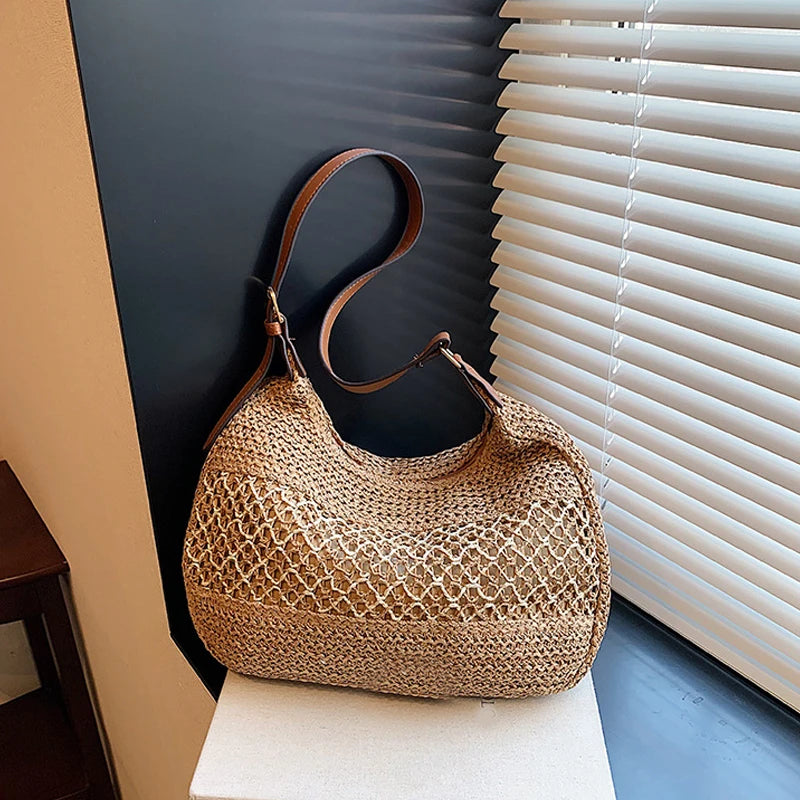 Bolsa de Palha para Praia Detalhe Artesanal Vazado