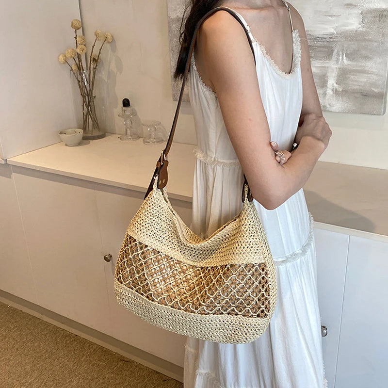 Bolsa de Palha para Praia Detalhe Artesanal Vazado