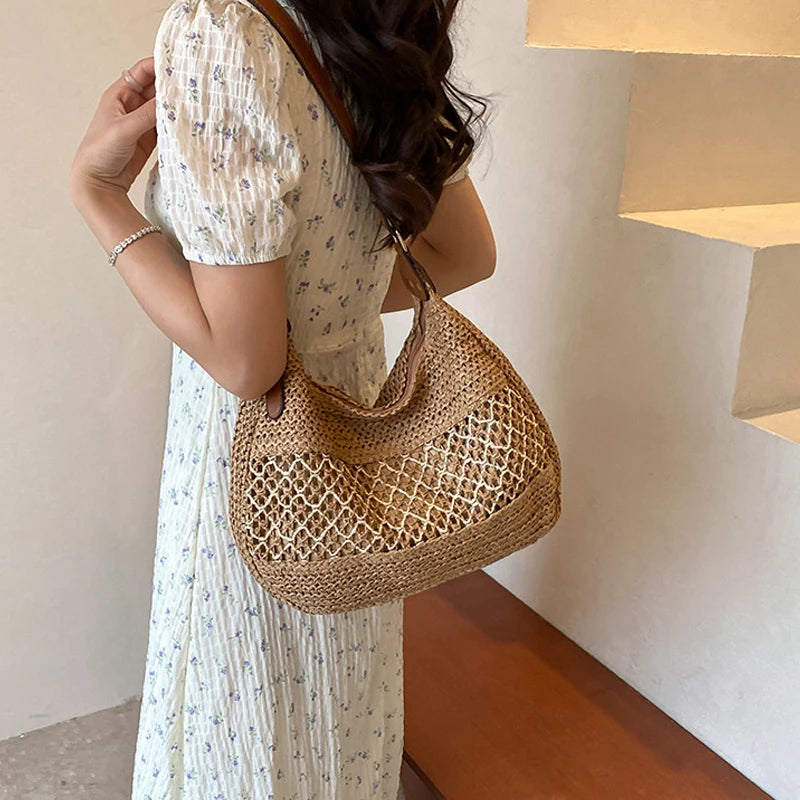 Bolsa de Palha para Praia Detalhe Artesanal Vazado