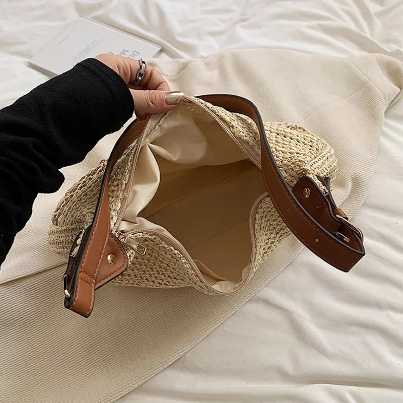 Bolsa de Palha para Praia Detalhe Artesanal Vazado