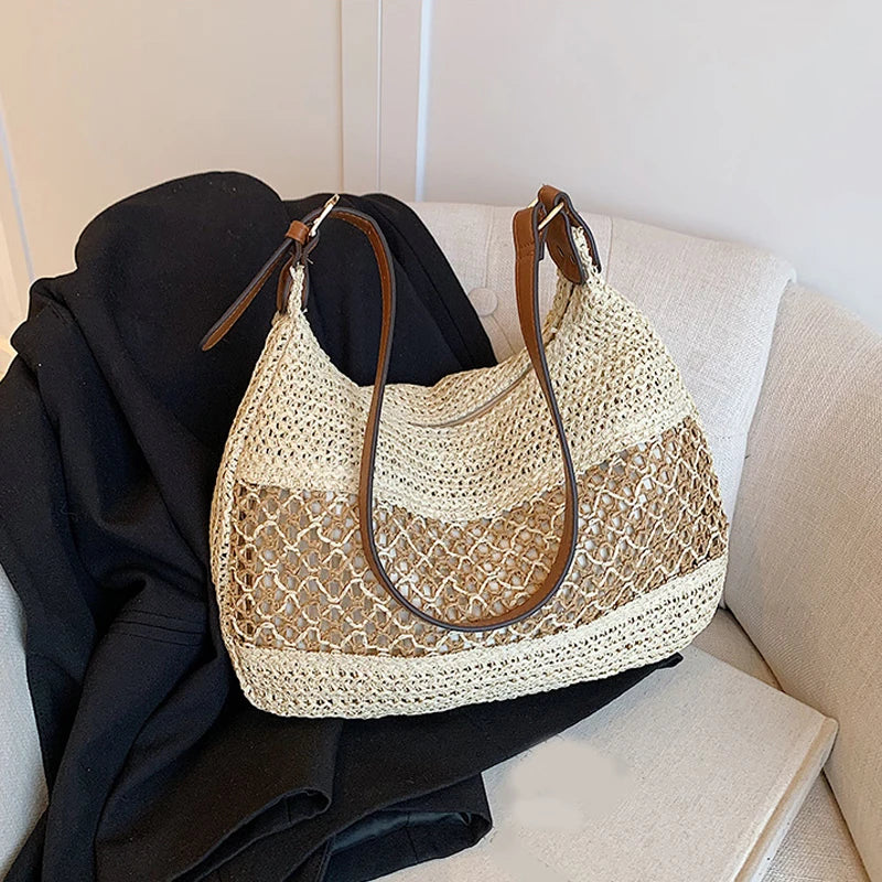 Bolsa de Palha para Praia Detalhe Artesanal Vazado