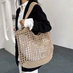 Bolsa de Praia Boho em Palha Detalhes Vazado