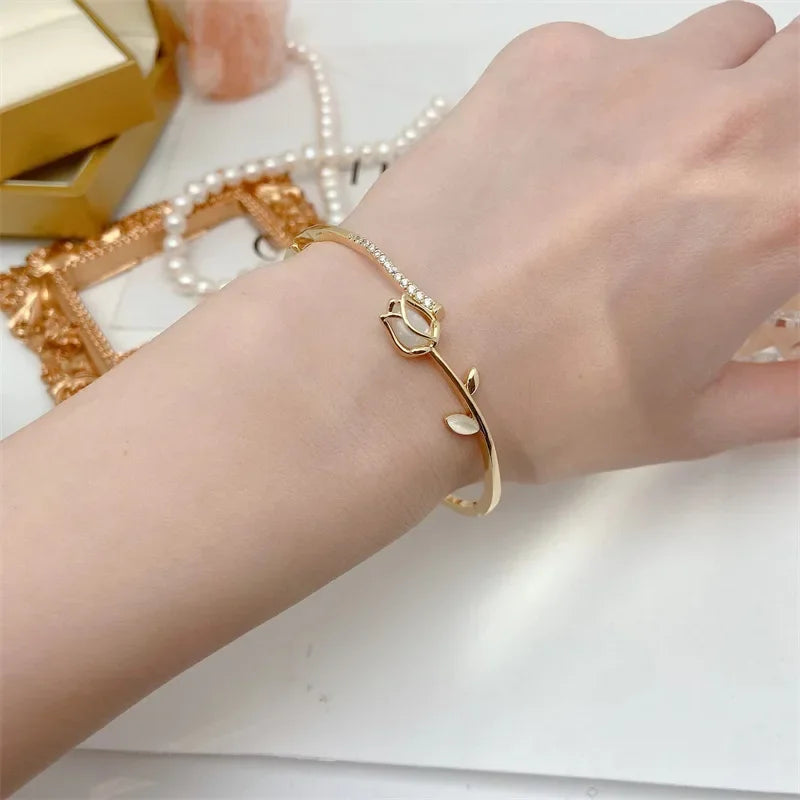 Bracelete Feminino de Zircão e Opala
