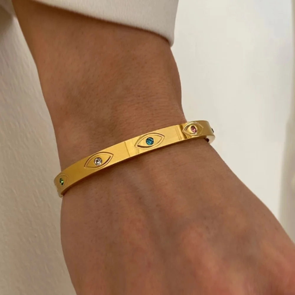 Bracelete Olho Grego com Zircônia Colorida