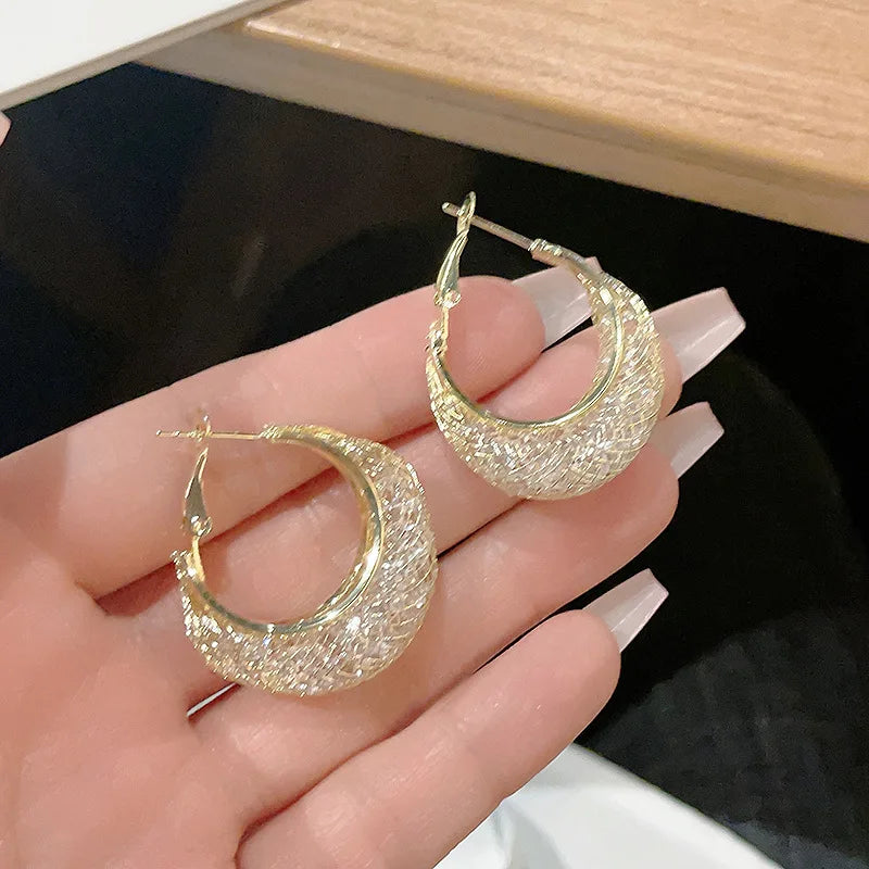 Brinco de Argola com Malha de Cristal 3