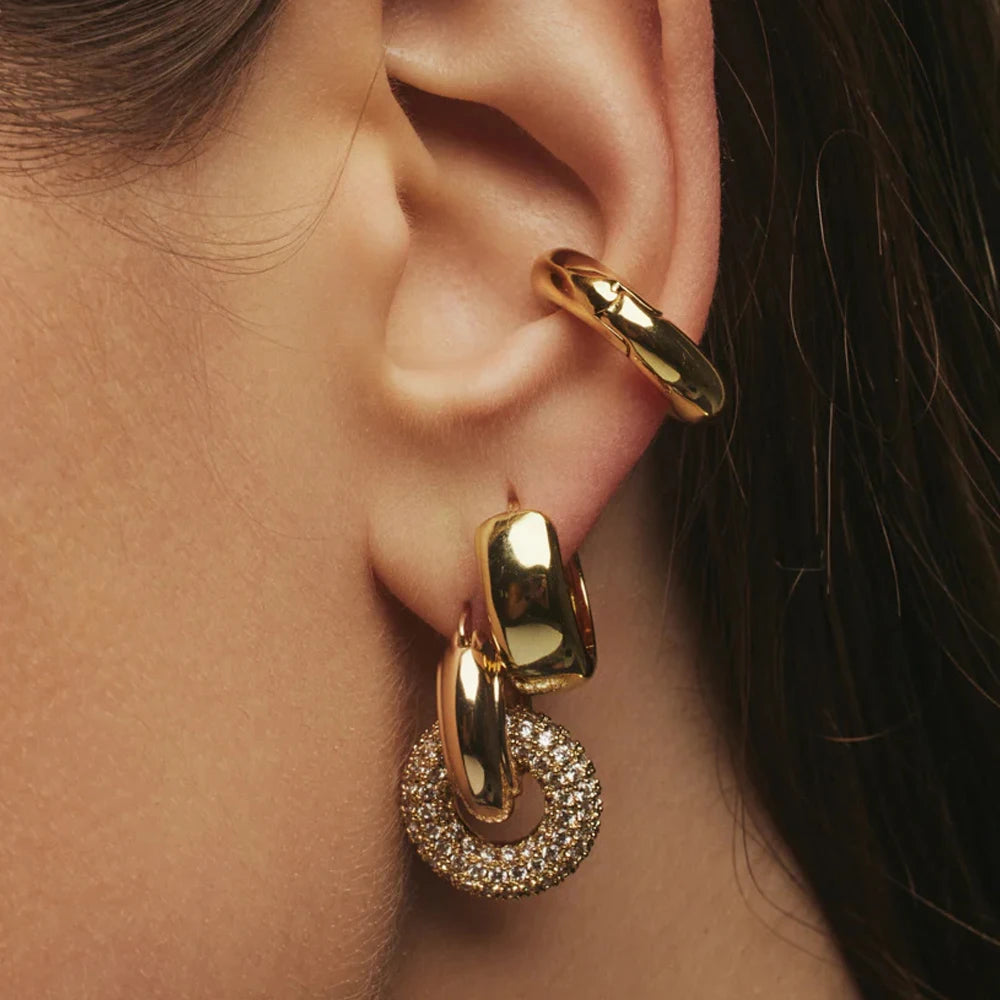 Brincos Pingentes Argola com Strass Brilhante