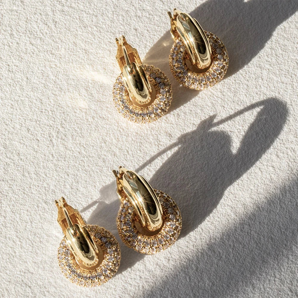 Brincos Pingentes Argola com Strass Brilhante