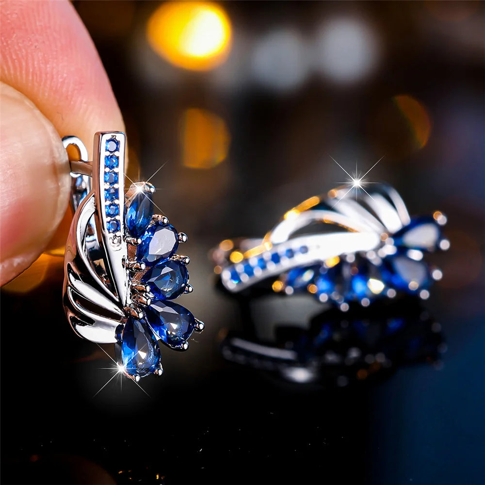 Brincos de Luxo com Zircão Azul